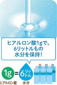ヒアルロン酸は1gで6リットルもの水分を保持します