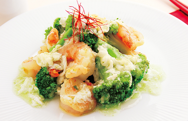 香味野菜がアクセント!海老とブロッコリーのあんかけ