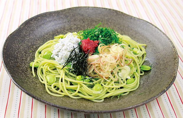 梅干と枝豆のさっぱり冷製パスタ