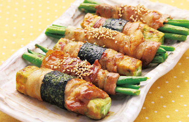 サヤインゲン&豆腐の豚バラ巻き