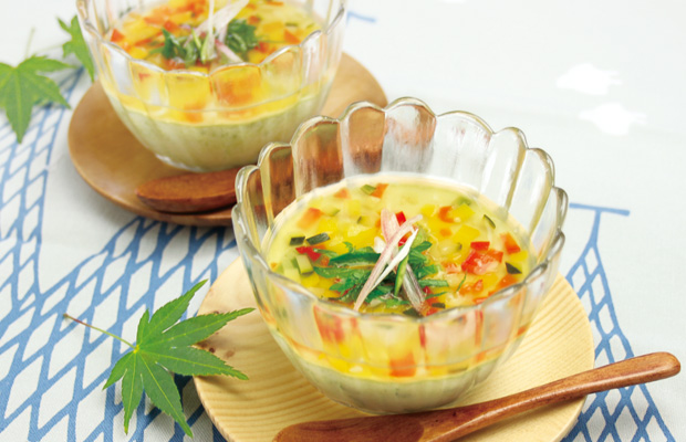 青汁 in 夏野菜のさっぱり冷やし茶碗蒸し
